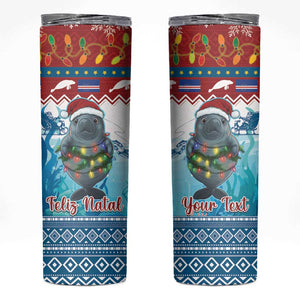 Personalised Cape Verde Christmas Skinny Tumbler Manatee Feliz Natal