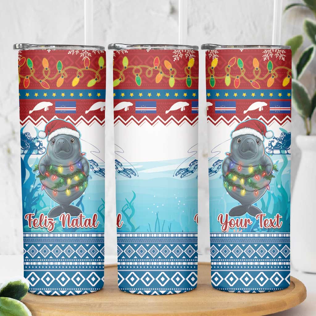 Personalised Cape Verde Christmas Skinny Tumbler Manatee Feliz Natal