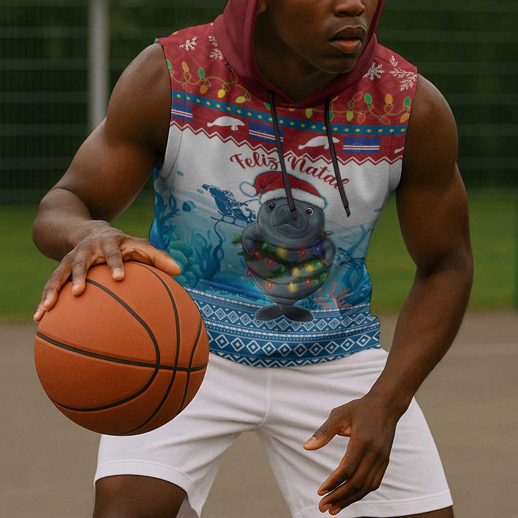 Personalised Cape Verde Christmas Sleeveless Hoodie Manatee Feliz Natal - African Pride
