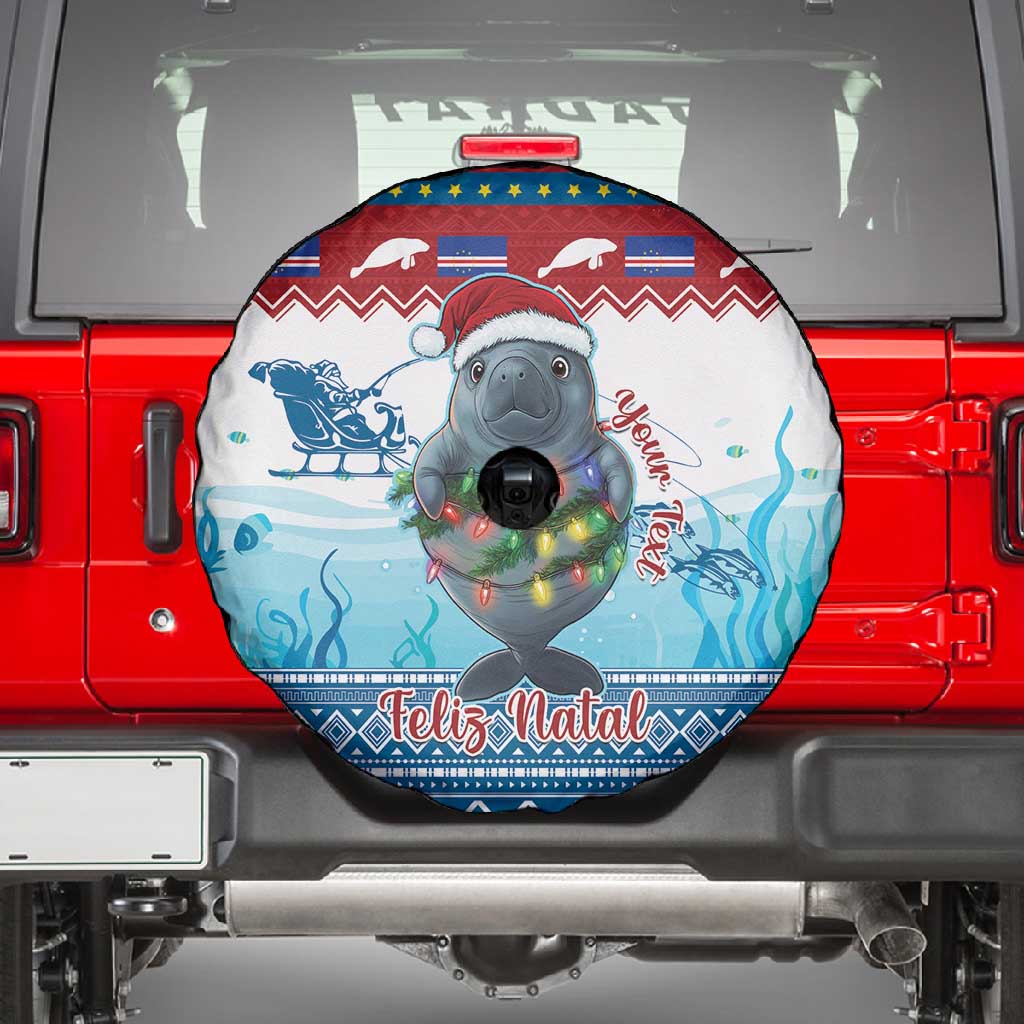 Personalised Cape Verde Christmas Spare Tire Cover Manatee Feliz Natal