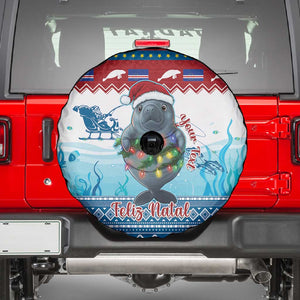 Personalised Cape Verde Christmas Spare Tire Cover Manatee Feliz Natal