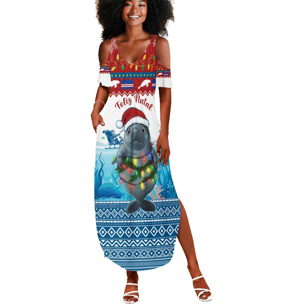 Personalised Cape Verde Christmas Summer Maxi Dress Manatee Feliz Natal