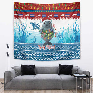 Personalised Cape Verde Christmas Tapestry Manatee Feliz Natal