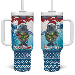 Personalised Cape Verde Christmas Tumbler With Handle Manatee Feliz Natal