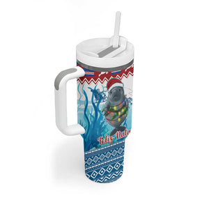 Personalised Cape Verde Christmas Tumbler With Handle Manatee Feliz Natal