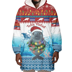 Personalised Cape Verde Christmas Wearable Blanket Hoodie Manatee Feliz Natal