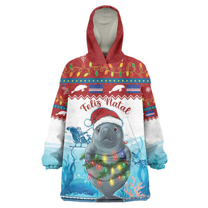 Personalised Cape Verde Christmas Wearable Blanket Hoodie Manatee Feliz Natal