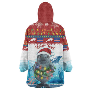 Personalised Cape Verde Christmas Wearable Blanket Hoodie Manatee Feliz Natal