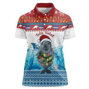 Personalised Cape Verde Christmas Women Polo Shirt Manatee Feliz Natal