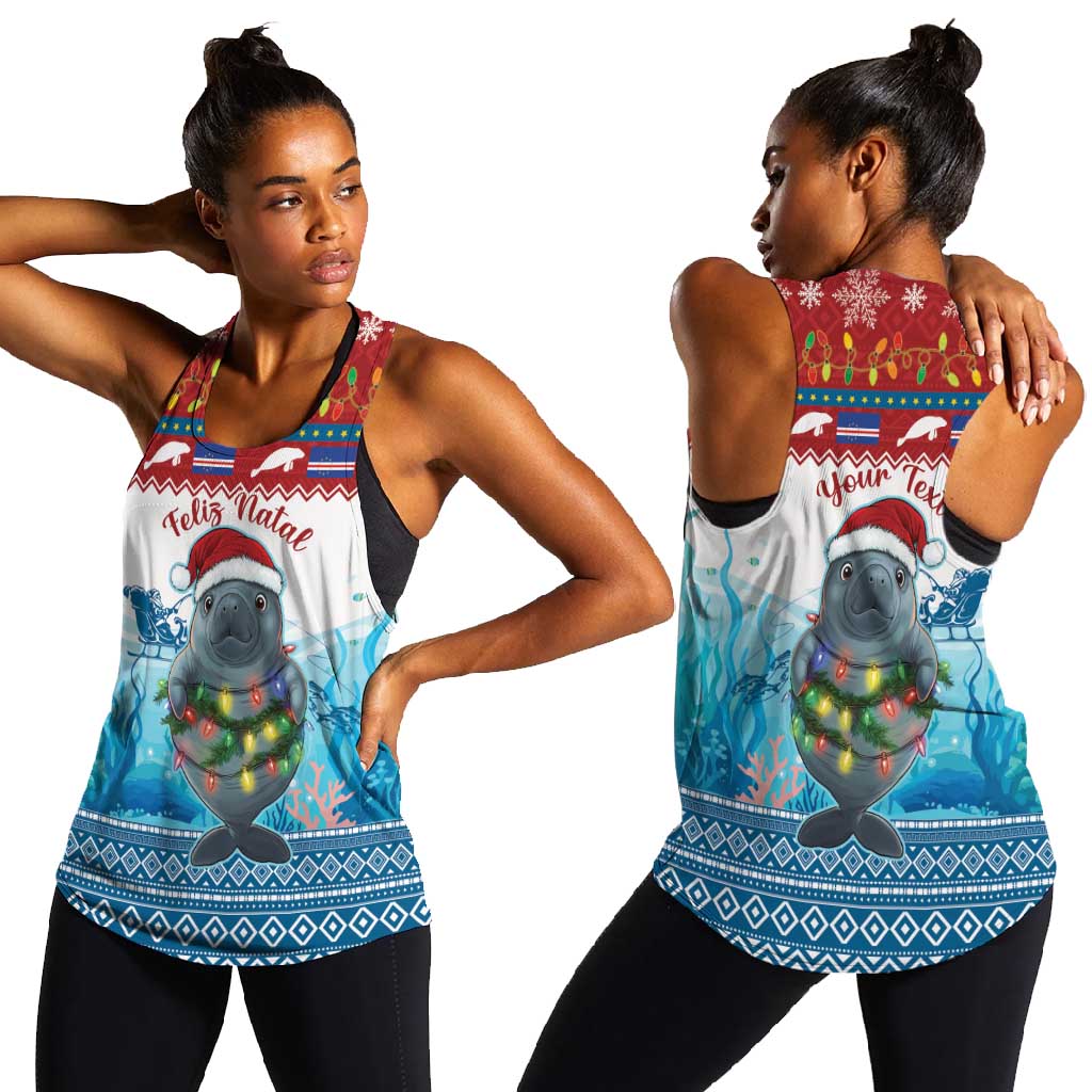 Personalised Cape Verde Christmas Women Racerback Tank Manatee Feliz Natal