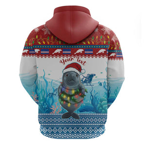 Personalised Cape Verde Christmas Zip Hoodie Manatee Feliz Natal