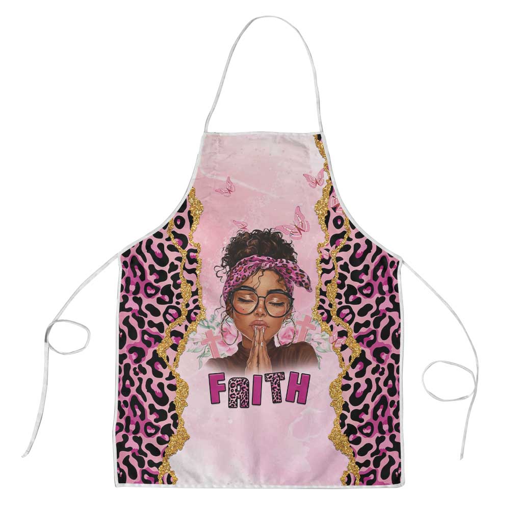 Black Her Story Apron Faith Pink Leopard - African Pride