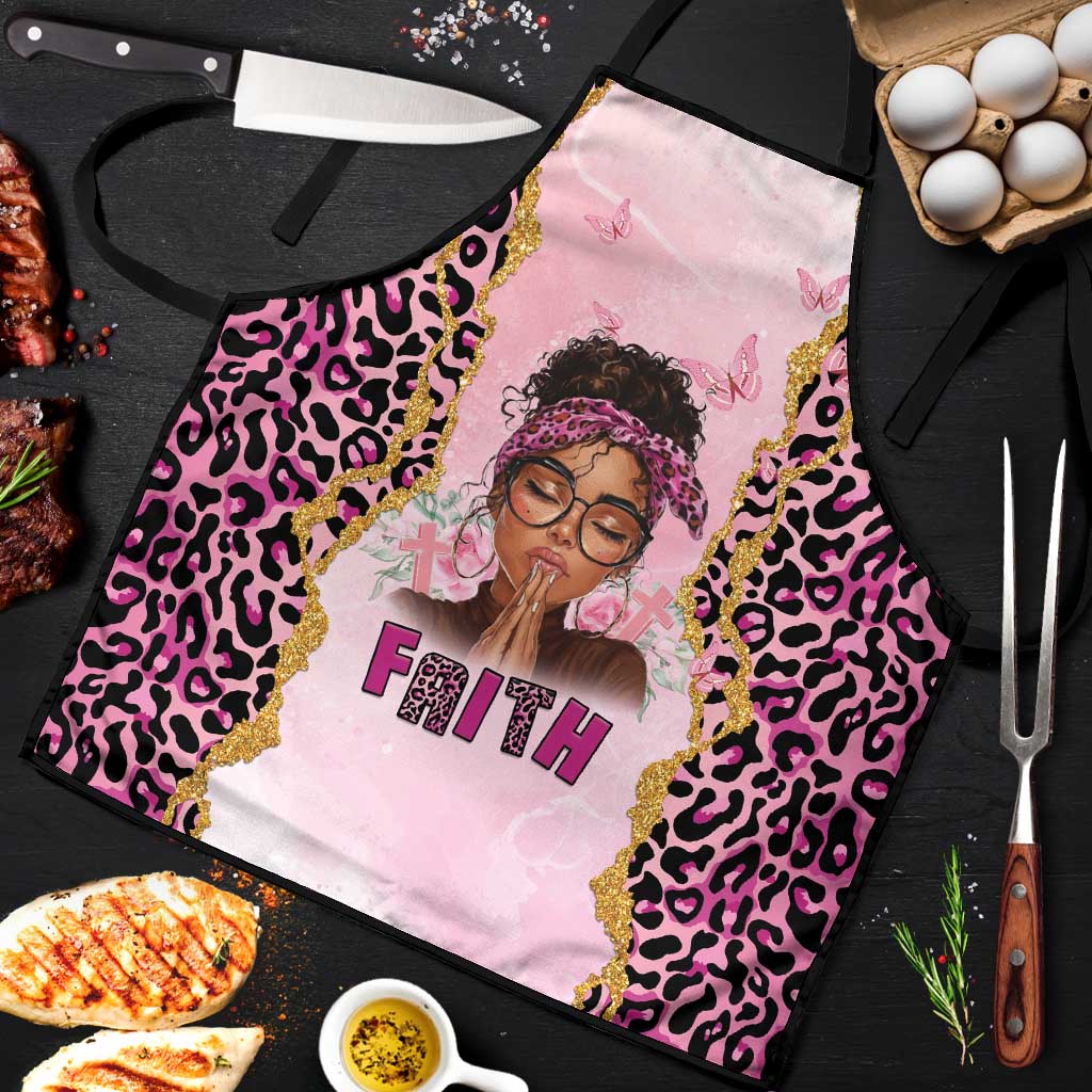 Black Her Story Apron Faith Pink Leopard - African Pride