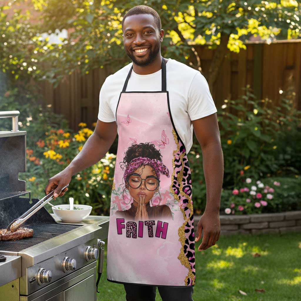 Black Her Story Apron Faith Pink Leopard - African Pride