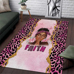 Black Her Story Area Rug Faith Pink Leopard - African Pride