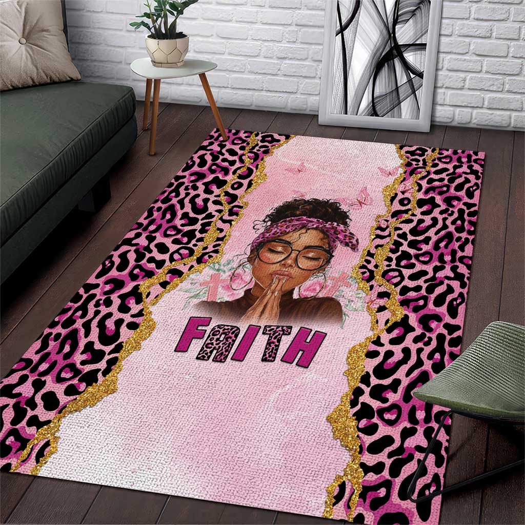 Black Her Story Area Rug Faith Pink Leopard - African Pride