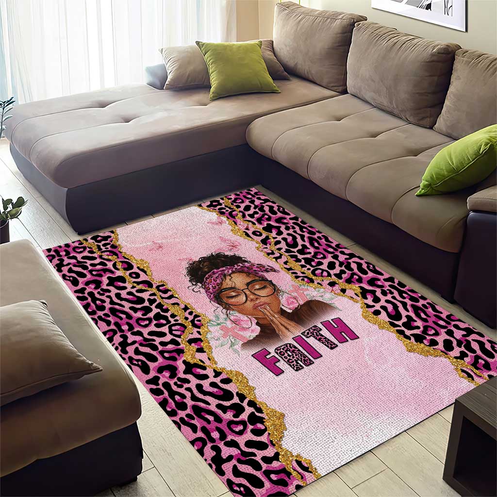 Black Her Story Area Rug Faith Pink Leopard - African Pride