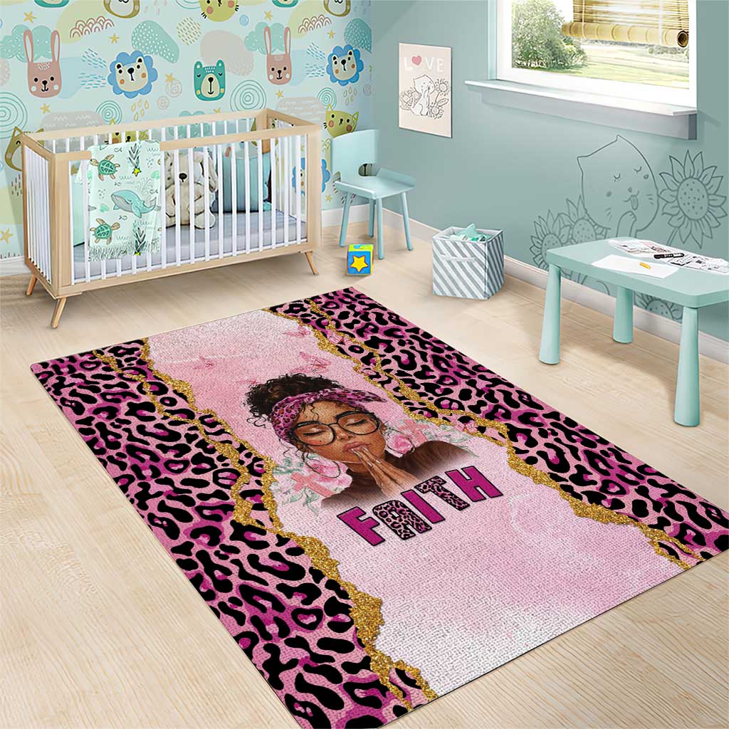 Black Her Story Area Rug Faith Pink Leopard - African Pride