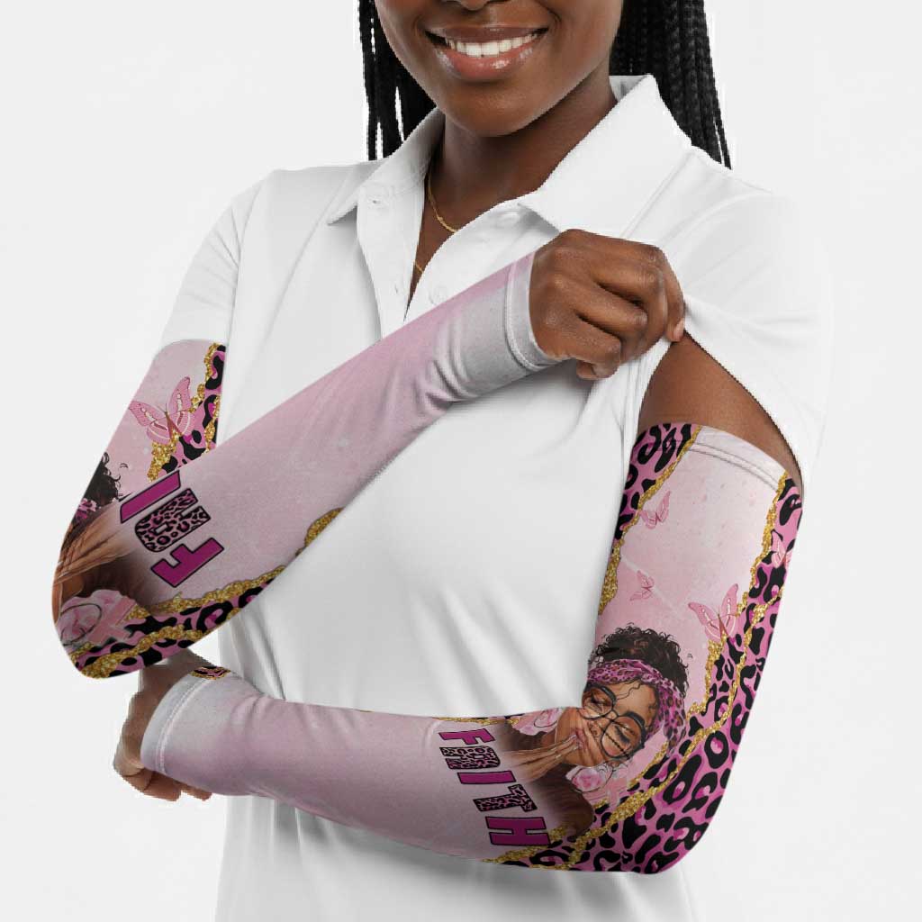 Black Her Story Arm Sleeves Faith Pink Leopard - African Pride
