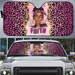 Black Her Story Auto Sun Shade Faith Pink Leopard - African Pride