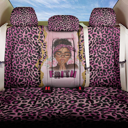 Black Her Story Back Car Seat Cover Faith Pink Leopard - African Pride