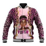 Black Her Story Baseball Jacket Faith Pink Leopard - African Pride
