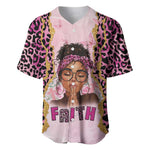 Black Her Story Baseball Jersey Faith Pink Leopard - African Pride