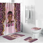 Black Her Story Bathroom Set Faith Pink Leopard - African Pride