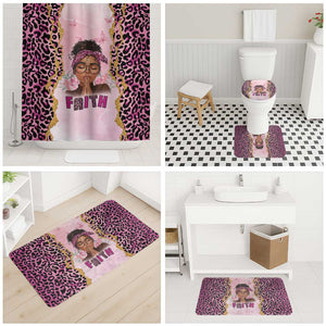 Black Her Story Bathroom Set Faith Pink Leopard - African Pride