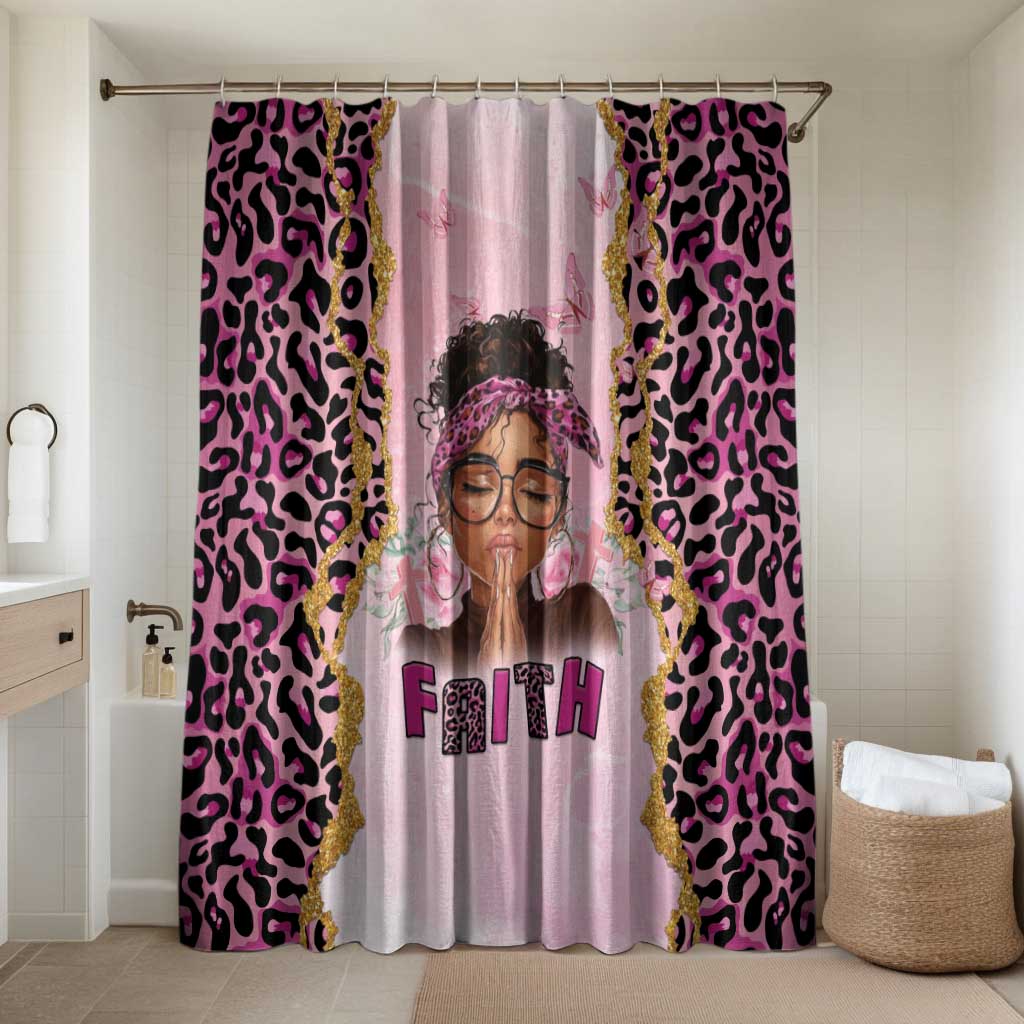 Black Her Story Bathroom Set Faith Pink Leopard - African Pride