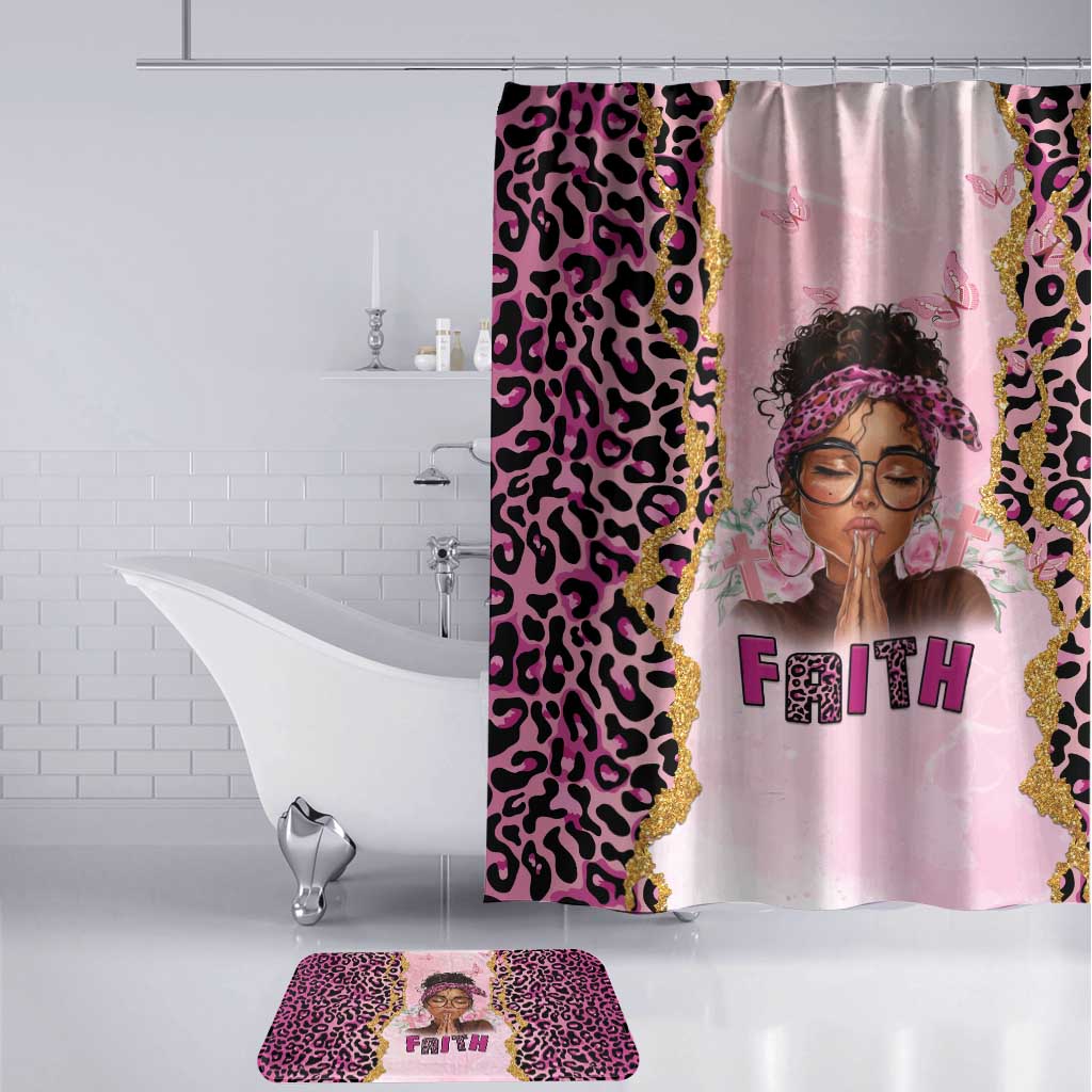 Black Her Story Bathroom Set Faith Pink Leopard - African Pride