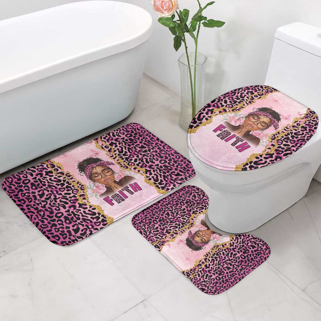 Black Her Story Bathroom Set Faith Pink Leopard - African Pride