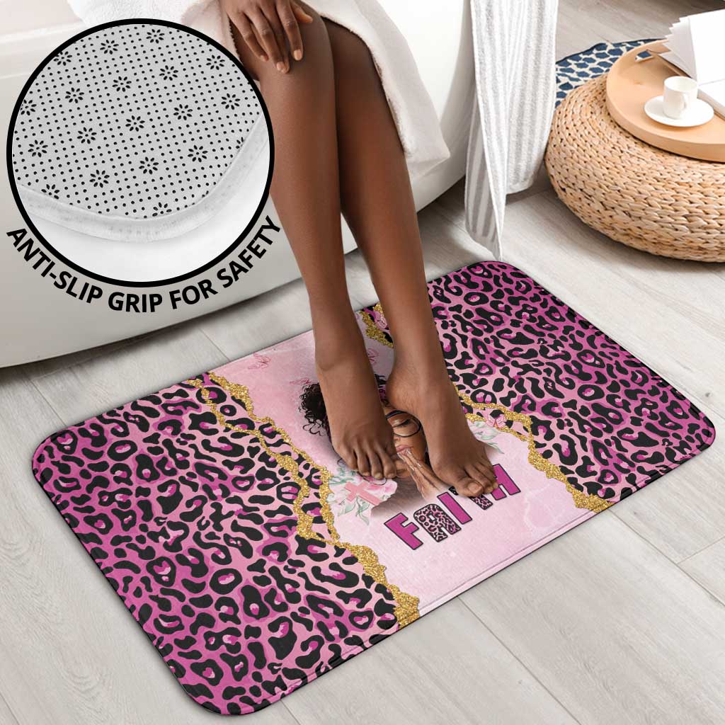 Black Her Story Bathroom Set Faith Pink Leopard - African Pride
