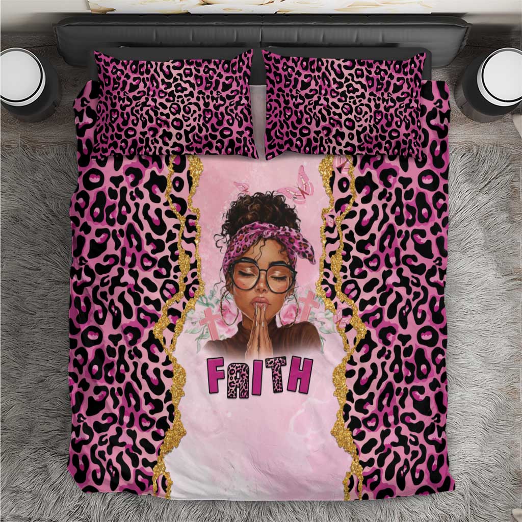 Black Her Story Bedding Set Faith Pink Leopard - African Pride