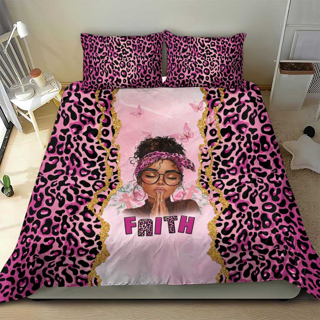 Black Her Story Bedding Set Faith Pink Leopard - African Pride