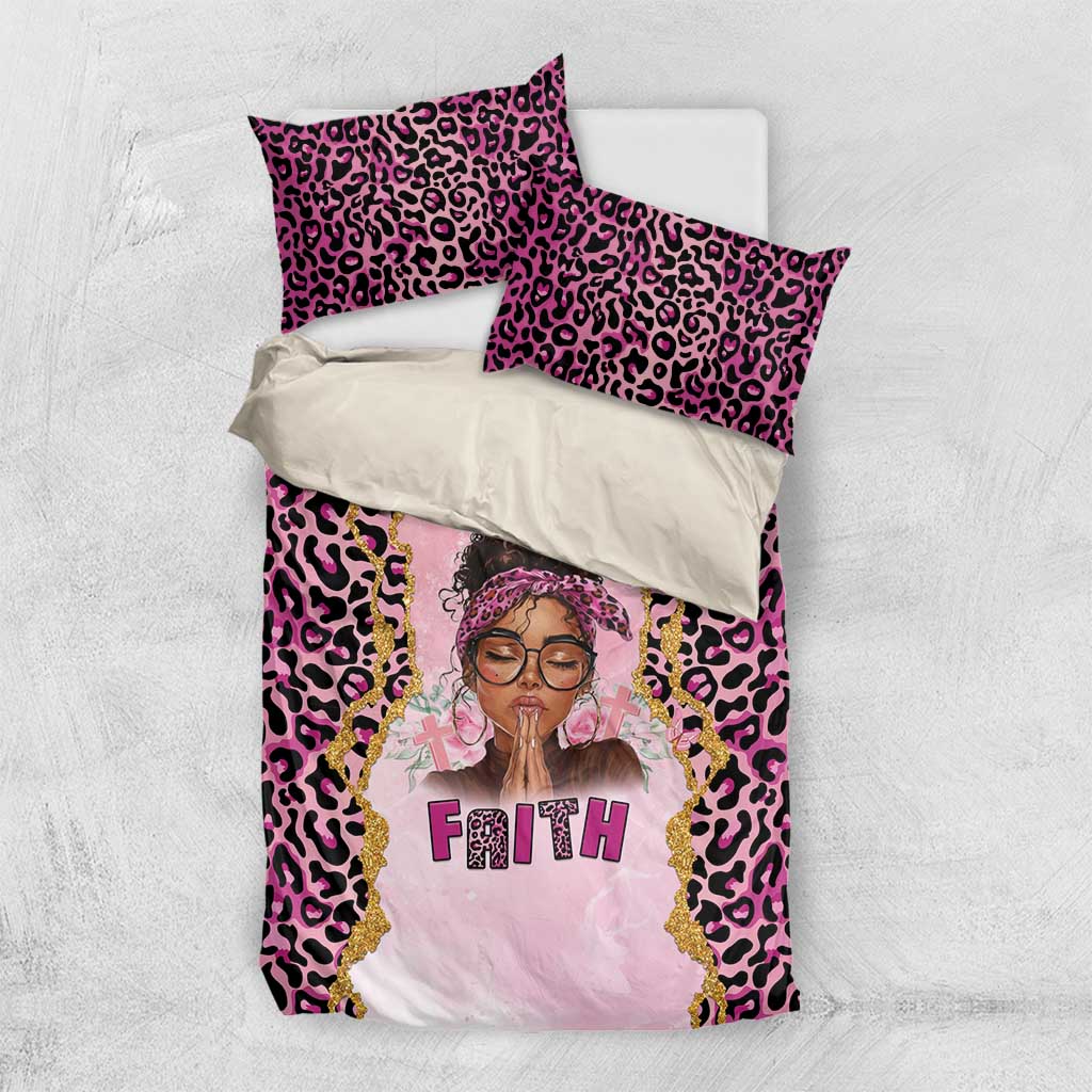 Black Her Story Bedding Set Faith Pink Leopard - African Pride