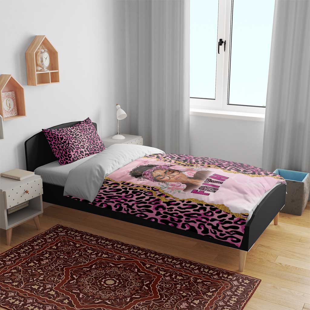Black Her Story Bedding Set Faith Pink Leopard - African Pride