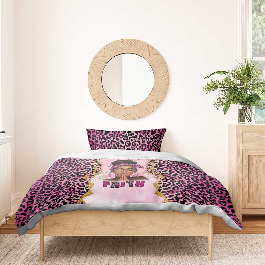Black Her Story Bedding Set Faith Pink Leopard - African Pride