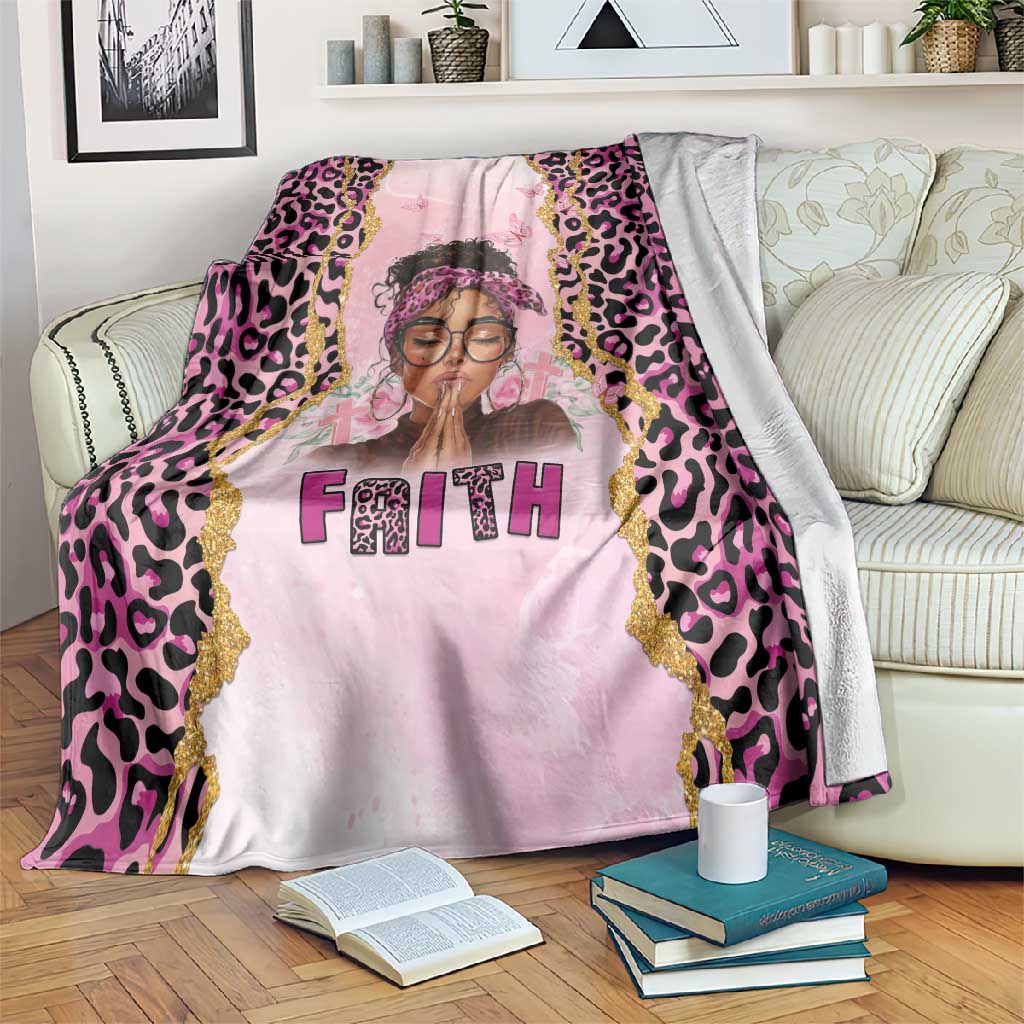 Black Her Story Blanket Faith Pink Leopard - African Pride