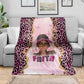 Black Her Story Blanket Faith Pink Leopard - African Pride