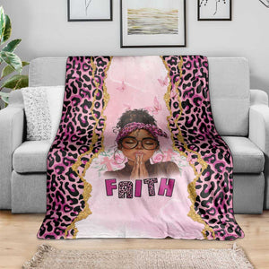 Black Her Story Blanket Faith Pink Leopard - African Pride