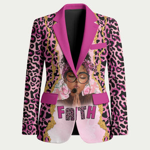 Black Her Story Blazer Faith Pink Leopard - African Pride