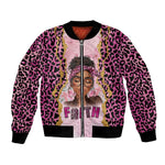 Black Her Story Bomber Jacket Faith Pink Leopard - African Pride