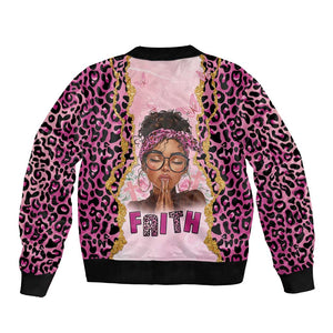 Black Her Story Bomber Jacket Faith Pink Leopard - African Pride