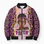 Black Her Story Bomber Puffer Jacket Faith Pink Leopard - African Pride