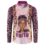 Black Her Story Button Sweatshirt Faith Pink Leopard