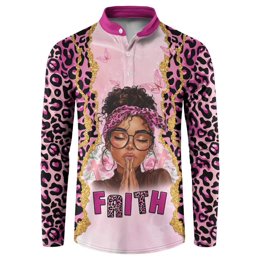 Black Her Story Button Sweatshirt Faith Pink Leopard