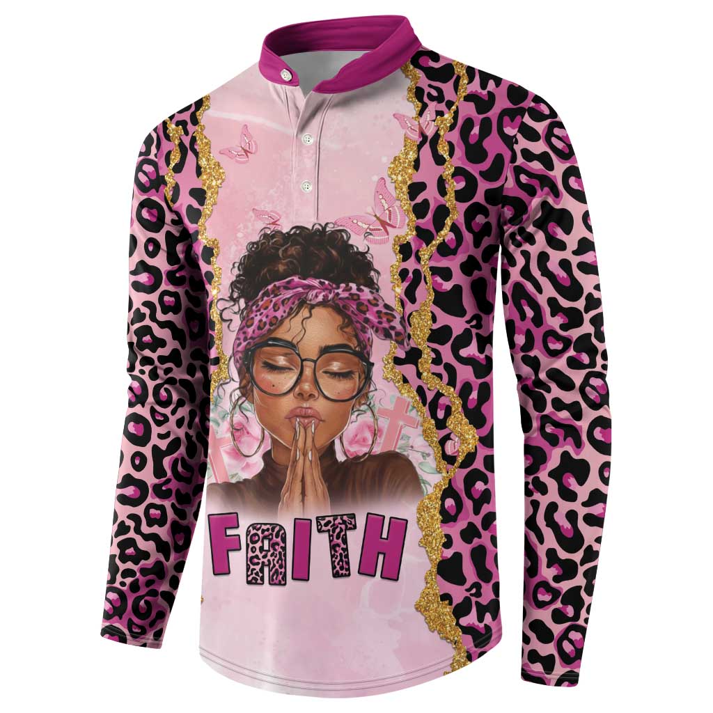 Black Her Story Button Sweatshirt Faith Pink Leopard