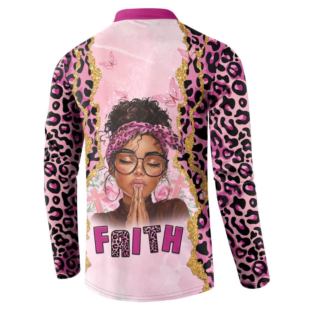 Black Her Story Button Sweatshirt Faith Pink Leopard