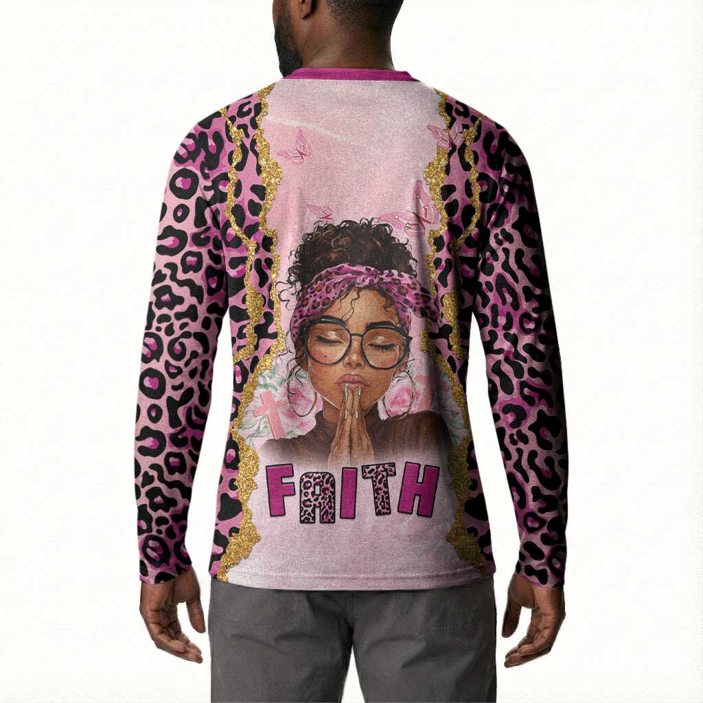 Black Her Story Button Sweatshirt Faith Pink Leopard